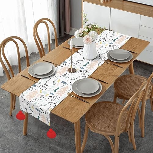 Camino de mesa de Navidad de 60 pulgadas de largo, camino de mesa de otoño para mesa de comedor, decoraciones de Navidad, camino de mesa de café con