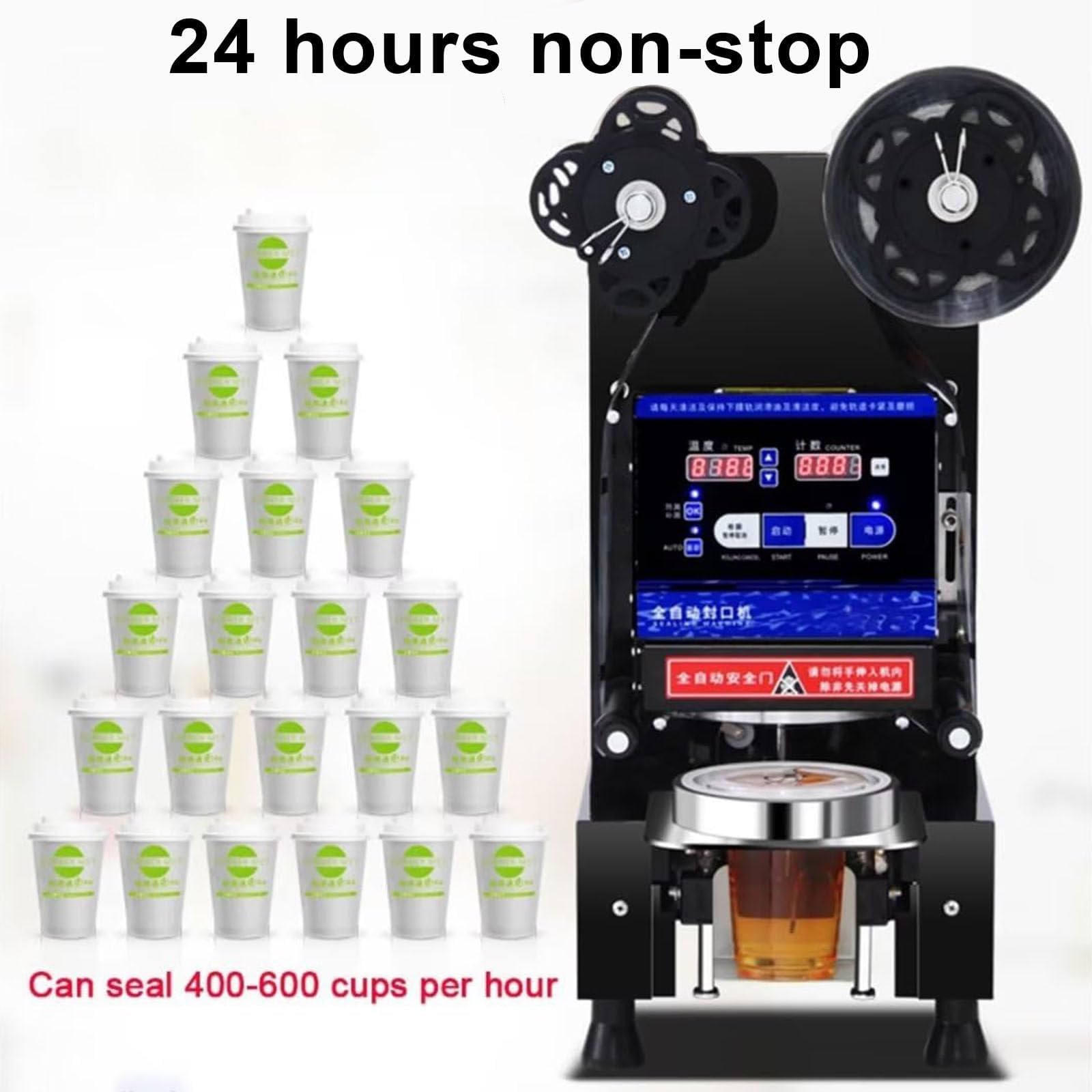 Máquina Selladora De Vasos Totalmente Automática, Máquina Selladora De Vasos Eléctrica Comercial, 400-500 Vasos/Hora, Adecuada para Tiendas De Bebidas-White-110