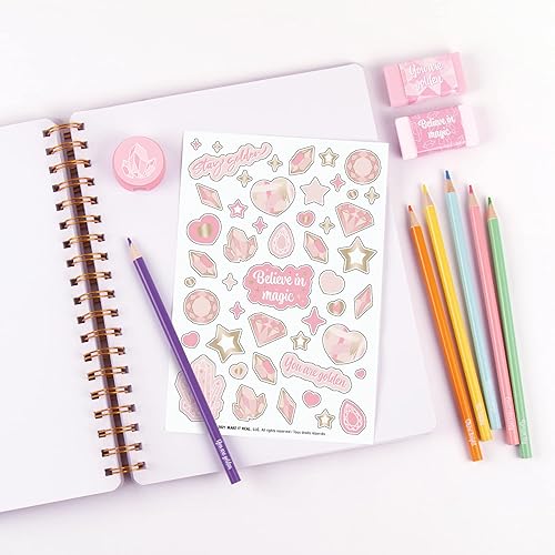 Miniatura 4 de Three Cheers for Girls - Juego de cuadernos de bocetos todo en 1 rosa y dorado - Diario para niñas, diario, cuaderno de bocetos para niños con