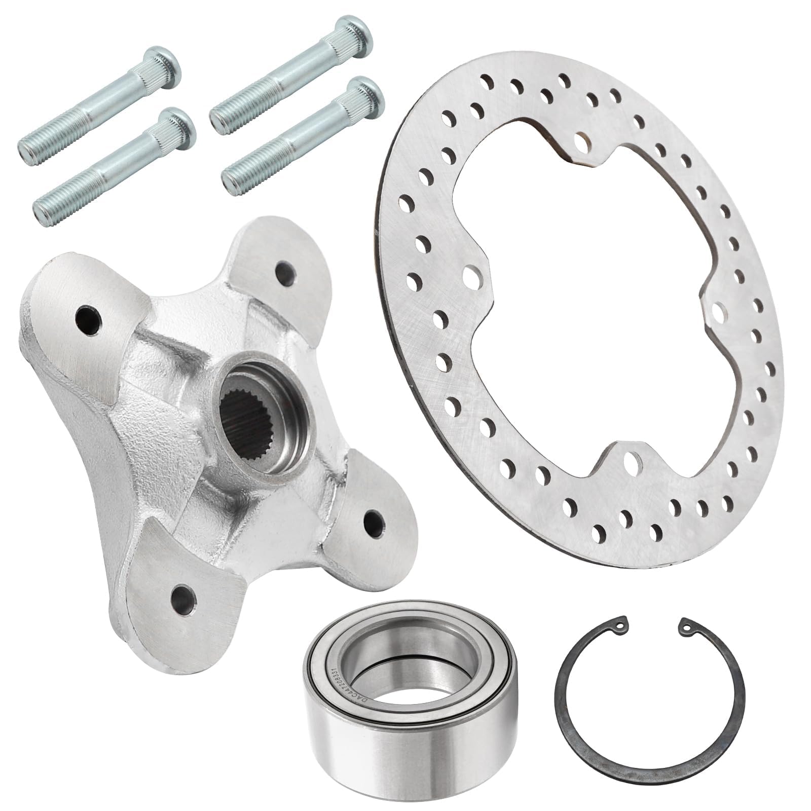 Rear Wheel Hub & Studs & Bearing & Brake Rotor for Polaris Sportsman 550 850 1000 Scrambler 850 1000 2009-2024 5136946 5136295 3514699 5250205 7518671