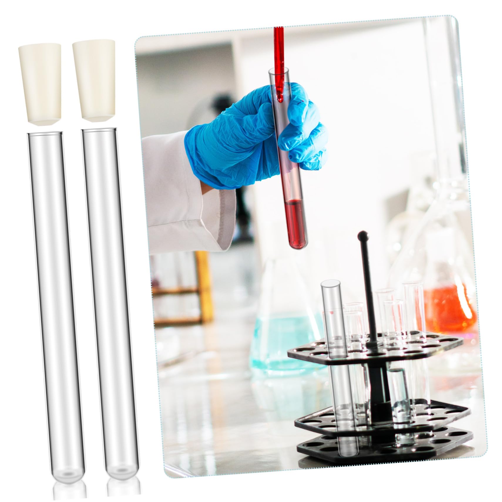 SOLUSTRE 30 Piezas Tubos de Ensayo de Vidrio Tubos para Experimentos Científicos con Tapones de Silicona de Vidrio para Propagación de Plantas de Ensayo Científicos Prueba de Fugas