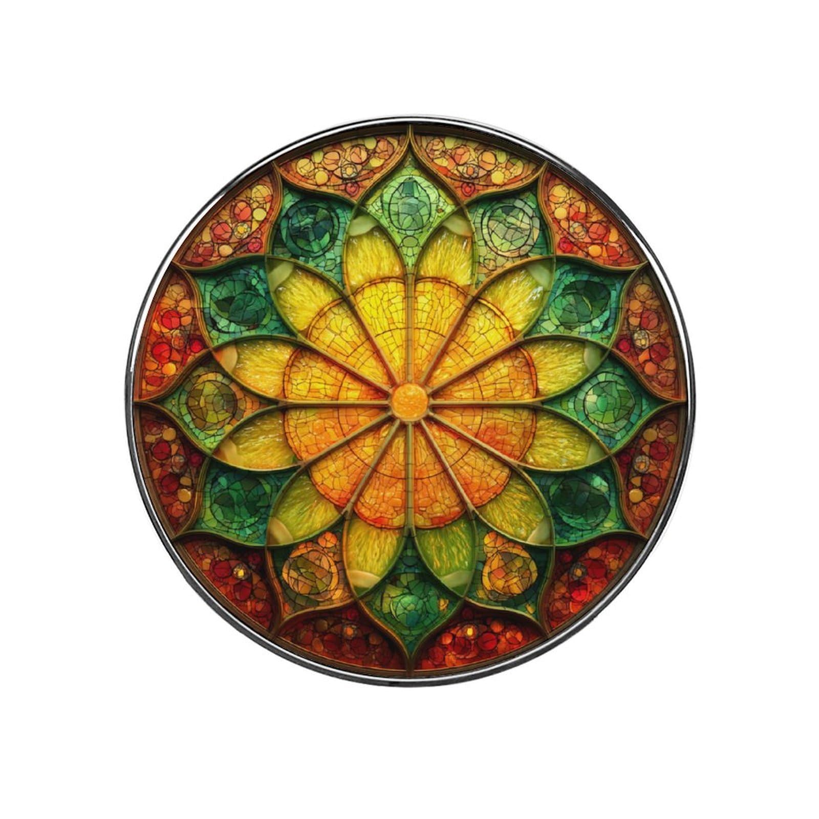 Stained Glass Lemon Slice Orange Green Fridge Magnets DIY Art Round Magnetic Refrigerator Sticker for Home Kitchen Car Garage Decor