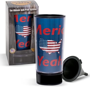 Merica F$%k Yeah by Spit Bud - The Ultimate Spittoon for Chew - Portable Dip & Snuff Cup with Lid, Pop Tab, Spill-Proof Funnel, Can Cutter & Holder - Fit in Cup Holders - Holds 8oz - Made in USA