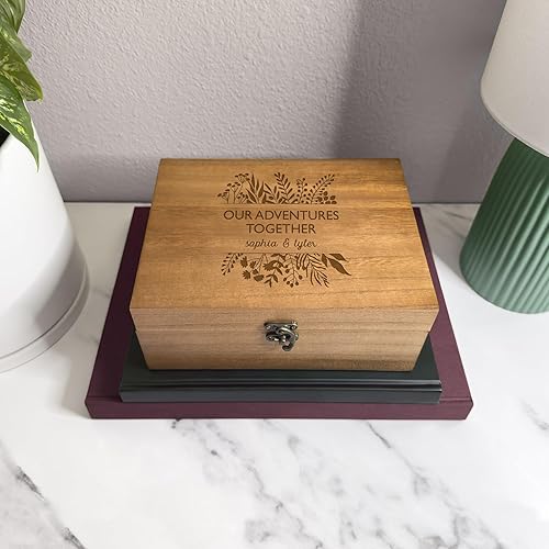 Miniatura 2 de Let's Make Memories Caja de recuerdos de madera personalizada con tapa con bisagras, caja de recuerdos de madera, almacenamiento decorativo,