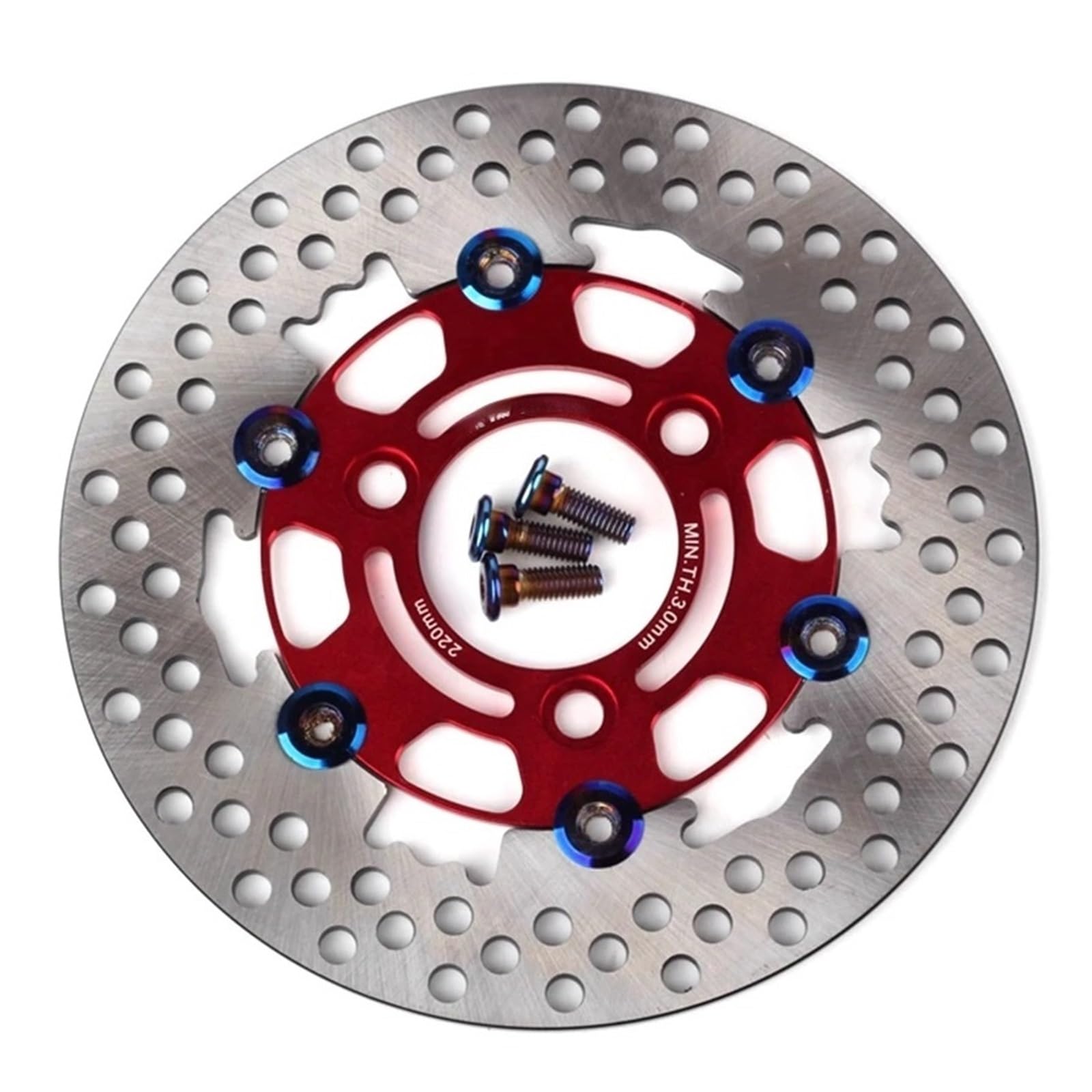 Disco freno flottante Freno A Disco Flottante A 3 Fori Per Moto Universale 220mm * 70mm Per Scooter Per Aerox BWS RSZ FORCE Per M3 Niu(Blue Color screws)