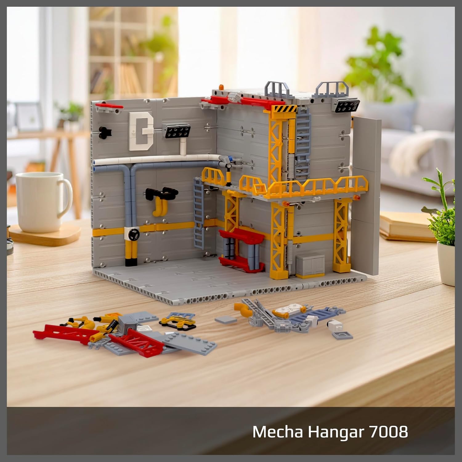 MyBuild Mecha Hangar 7008 – Robot Building Kit, Modular Mecha Base & Multi-Level Display System, Maintenance Bay for Mech Builds, Compatible with 7006 & 7007, Ages 16+