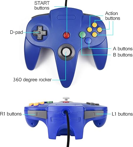Miniatura 3 de miadore 4 Pack Classic N64 Controller, Wired N64 Controllers with Upgraded Joystick (Non PC USB Version)(RedBlueClear GreenClear Blue)