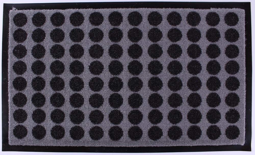 Decorative Coir Entrance Door Mat Black circles pattern 75 cm x 45 cm, 45 x 75 cm (Rectangular)