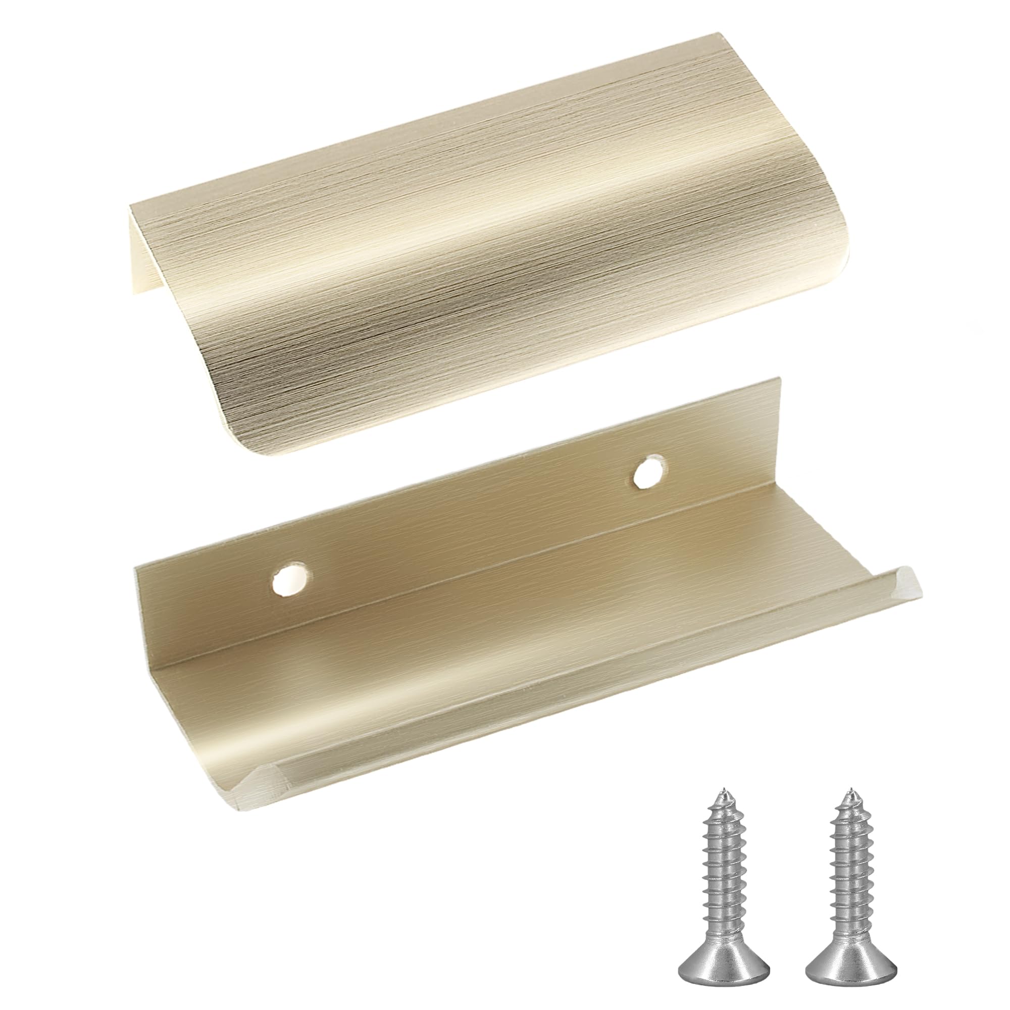 JOOJA 10 Pack Modern Style Finger Edge Pull Furniture DrawerHandles Hidden Cabinet Kitchen Drawer Handles Knobs Gold 80mm