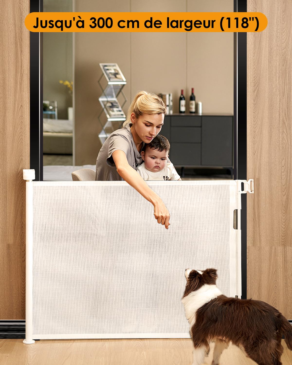 derimkcoa Barrière de Sécurité Enfant 0-140cm, Extensible et Rétractable, pour Bébé/Chien, Escaliers, Couloirs, Intérieur et Extérieur (Blanc)