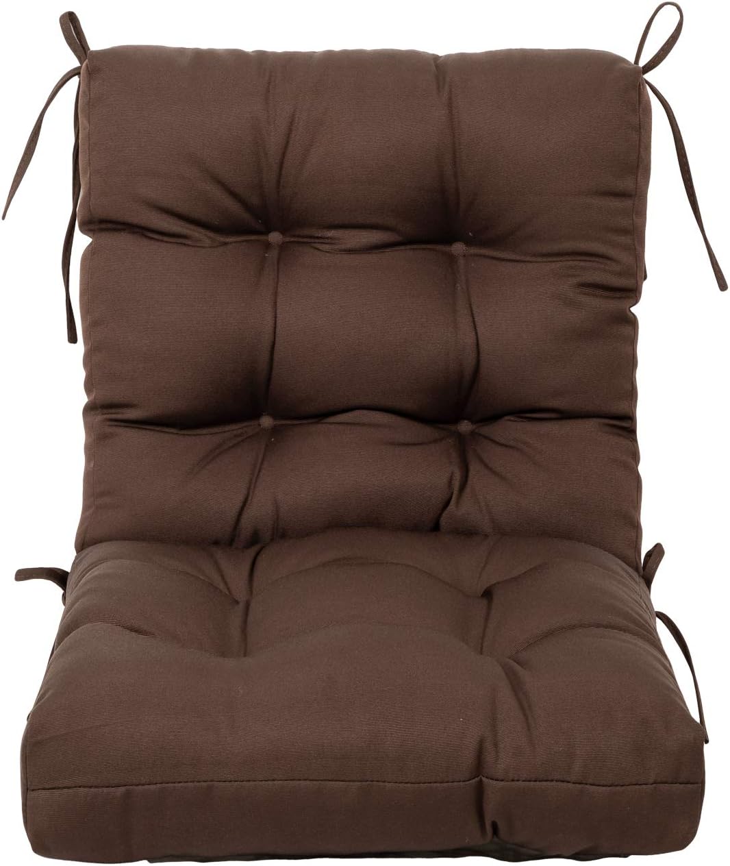 ARTPLAN Seat/Back Outdoor Chair Cushion,Set of 4 Patio Chair Cushion with Tie,Tufted Replacement for Patio Furniture,40x20x4 Inches,4 Count,Brown