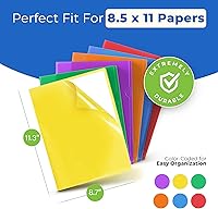 Vista 2 de Dunwell Fundas de plástico transparente para carpetas (paquete de 36, colores surtidos) – Fundas de plástico para papel de 8.5 x 11 pulgadas