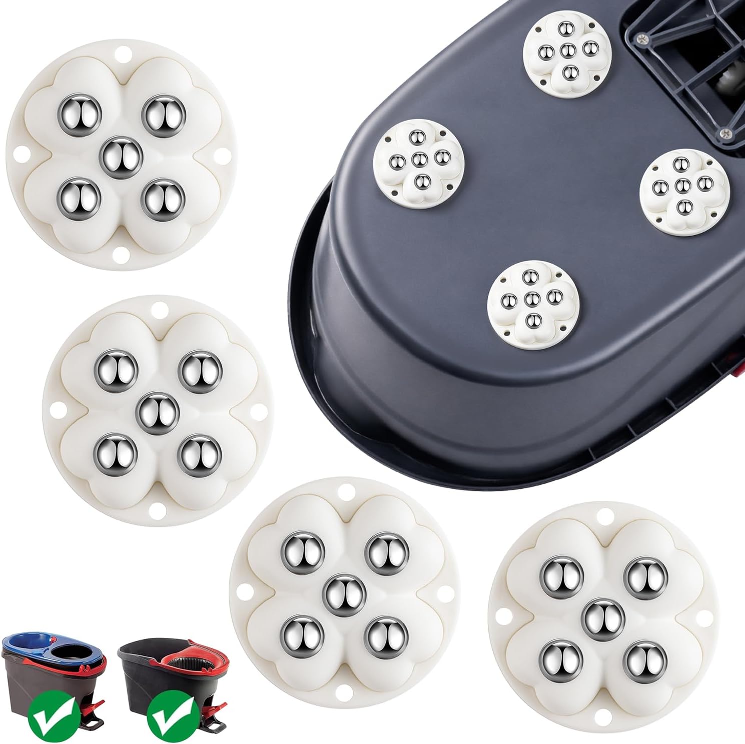 4pcs Caster Wheels,360° Rollers Compatible with Ocedar Mop Bucket