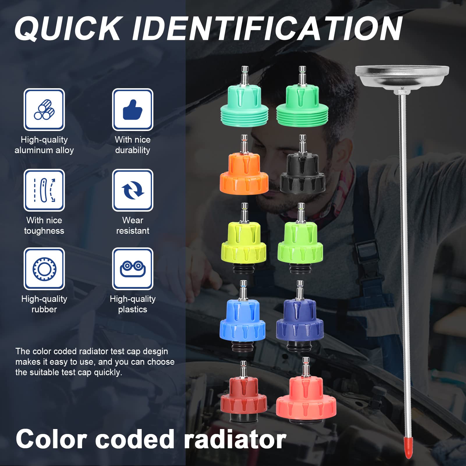 Kit universal de detección fugas en depósitos combustible for automóviles, herramienta detectora for , probador presión agua del radiador, kit herramientas vacío for refrigerante aire acondicionado