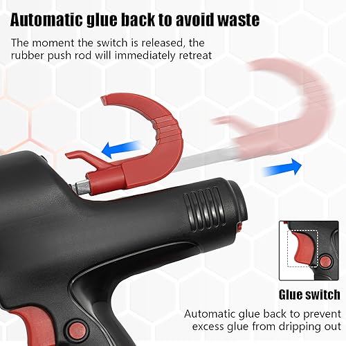 Miniatura 3 de Pistola de calafateo inalámbrica, pistola eléctrica de calafateo de 21 V y pistola adhesiva para cartuchos de 10 a 20 onzas con 2 baterías y