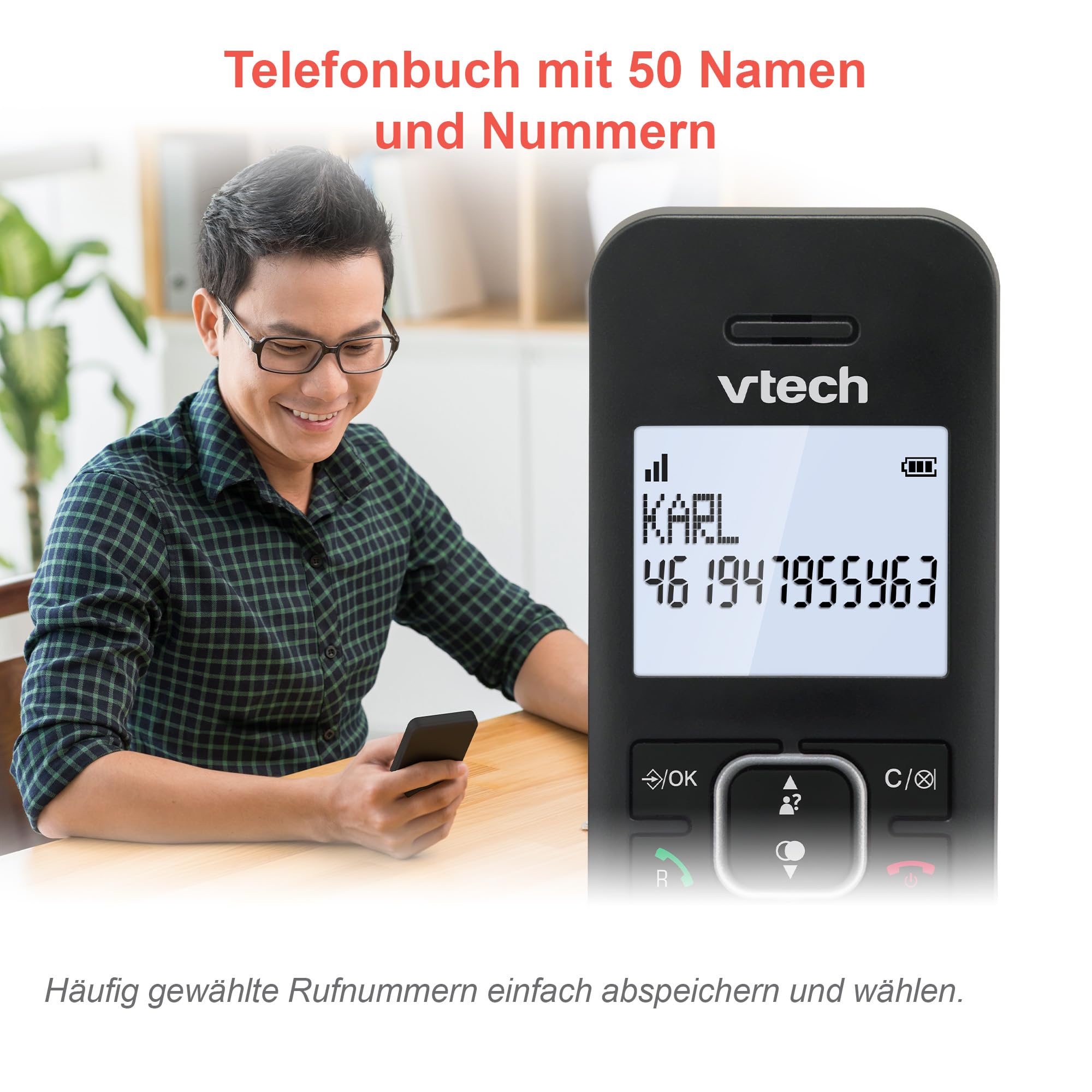 VTech LS1050 DECT - Telefono cordless con segreteria telefonica, stazione di ricarica innovativa, blocco chiamata, funzione di chiamata/click, vivavoce, display retroilluminato