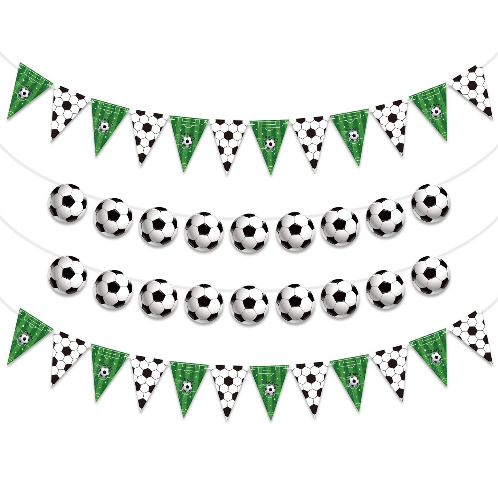 4 Piece Football Party Decorations Banners Football Flags Bunting for Kids Boys Soccer Fans Party Decorations