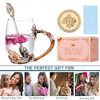 Vista 5 de Taza de té de flores de margarita, tazas de café esmaltadas de vidrio hechas a mano con cuchara delicada, regalo de cumpleaños para esposa, madre