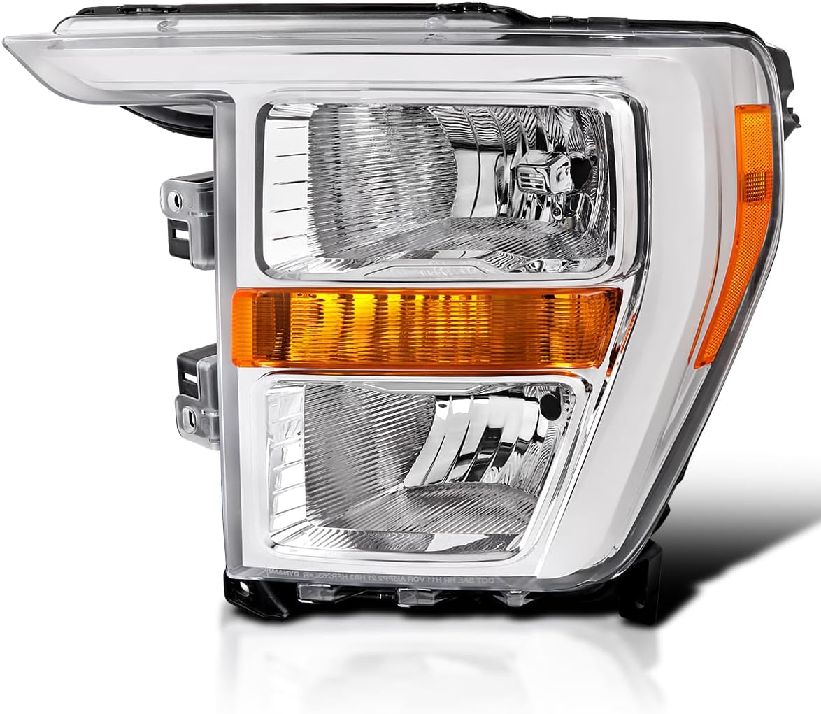 SPEC-D TUNING Black Passenger Right Side Halogen Type Headlight Compatible with 2021-2023 Ford F150 Head Lamp Assembly