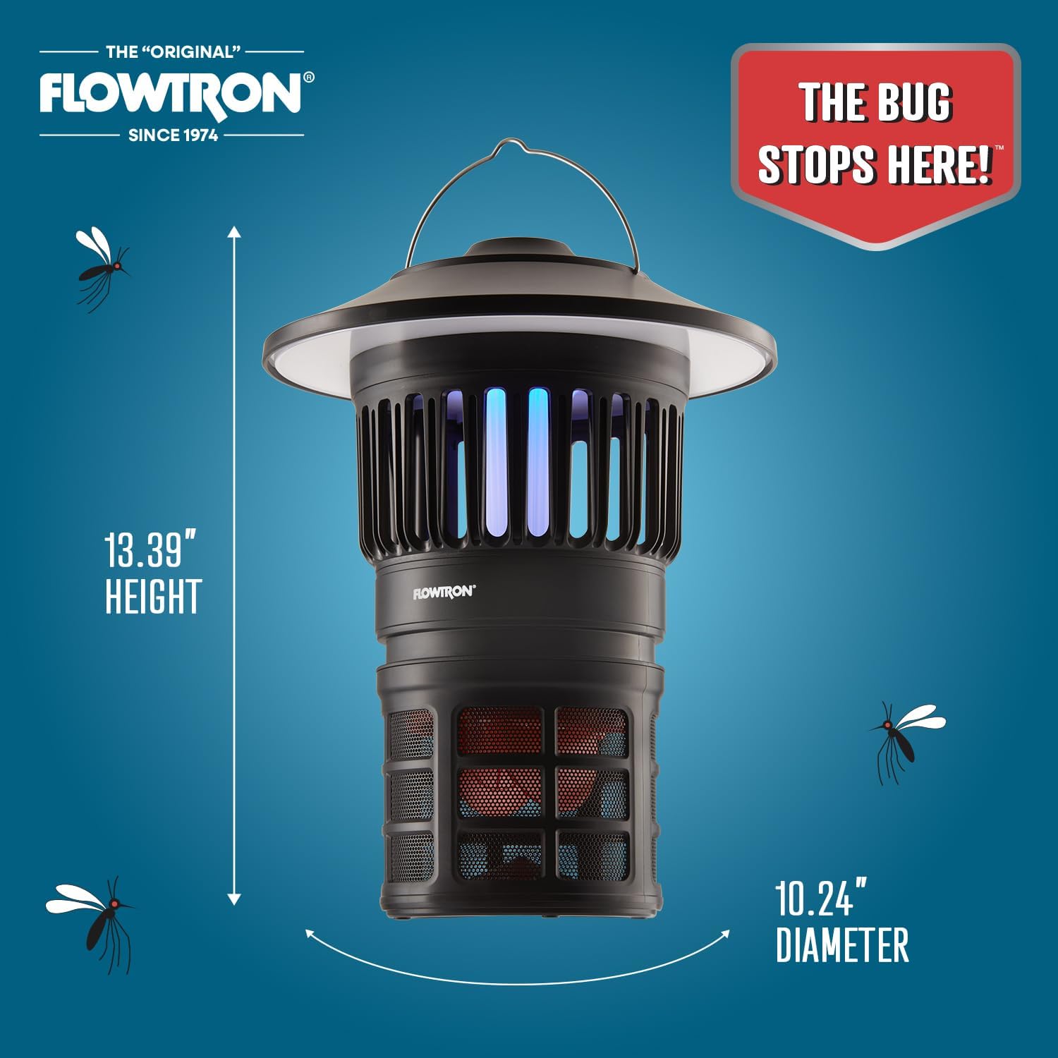 Flowtron Bug Trap Lantern | 2-in-1 UV Mosquito Trap & LED Camping Lantern, 21000 Sq Ft Coverage, 4000mAh Rechargeable Battery, Cordless Insect Trap with Fan for Patio Backyard Indoor Outdoor