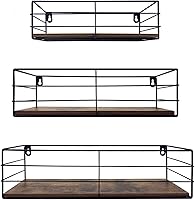 Vista 8 de CRUGLA - Juego de 5 estantes flotantes montados en la pared, estante de almacenamiento colgante negro para baño, cocina, dormitorio, sala de estar