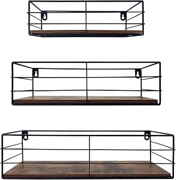 CRUGLA Floating Shelves Wall Mounted Set of 3, Hanging Storage Wall Shelf for Bathroom, Living Room, Bedroom, Kitchen Home
