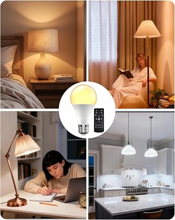 E27 LED Bulb with Remote Control, 9W LED Bulbs 60W Equivalent, 3000K-6500K Stepless Dimmable Remote Control Light Bulb with Timing, Memory Function, 800LM, E27 Base, 2 Bulb & 1 Remote [Energy Class A]