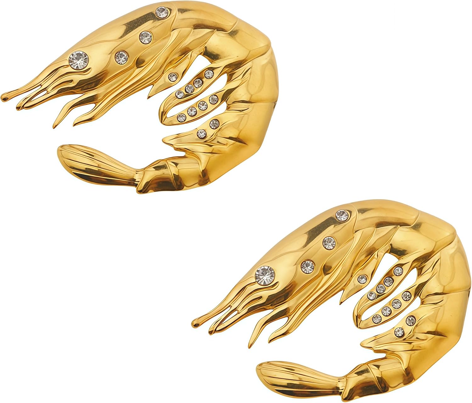 Funky Gold Crystal Shrimp Stainless Steel Earrings for Women