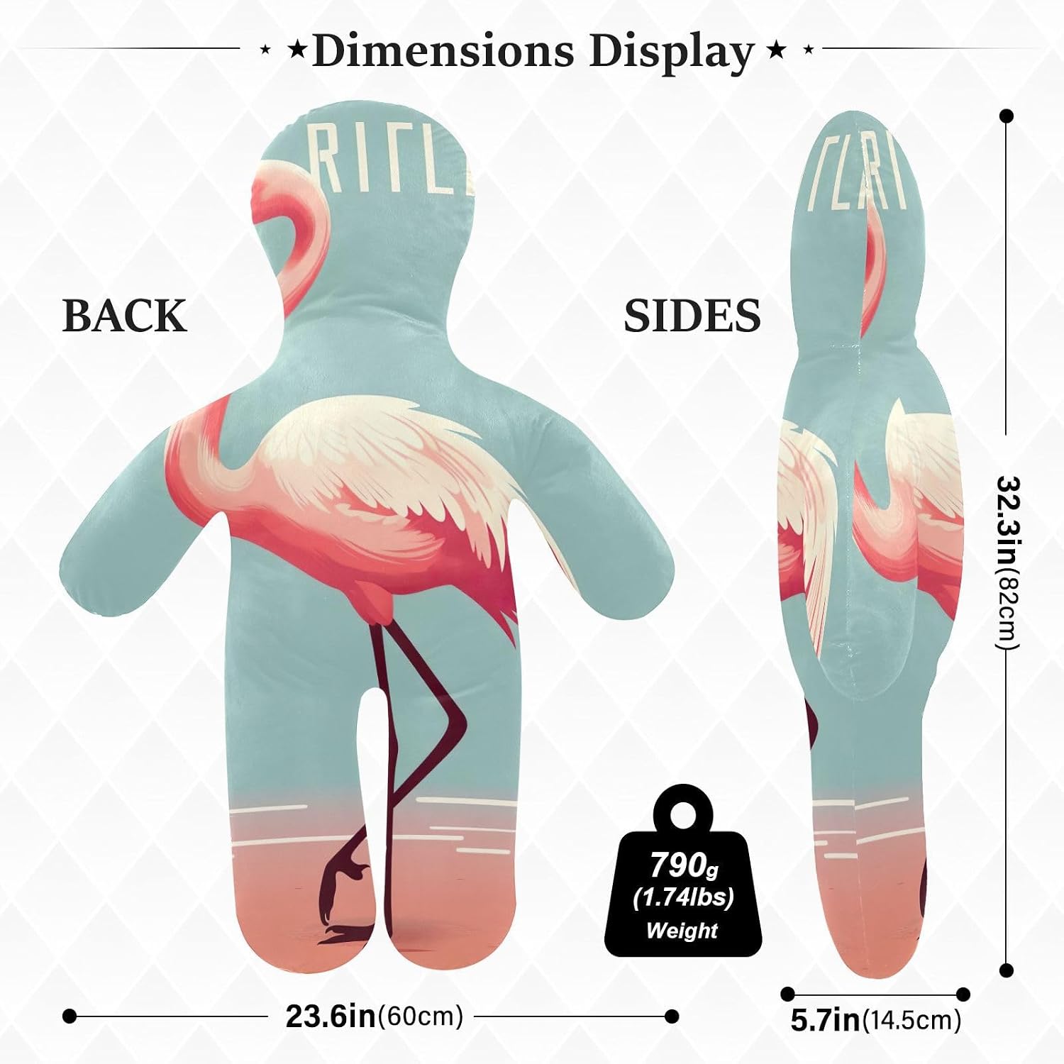 Flamingo Pink Human-Shaped Pillow Soft Body Pillows Washable Velvet Pillows for Anxiety Relief Sleeping Cuddling & Support
