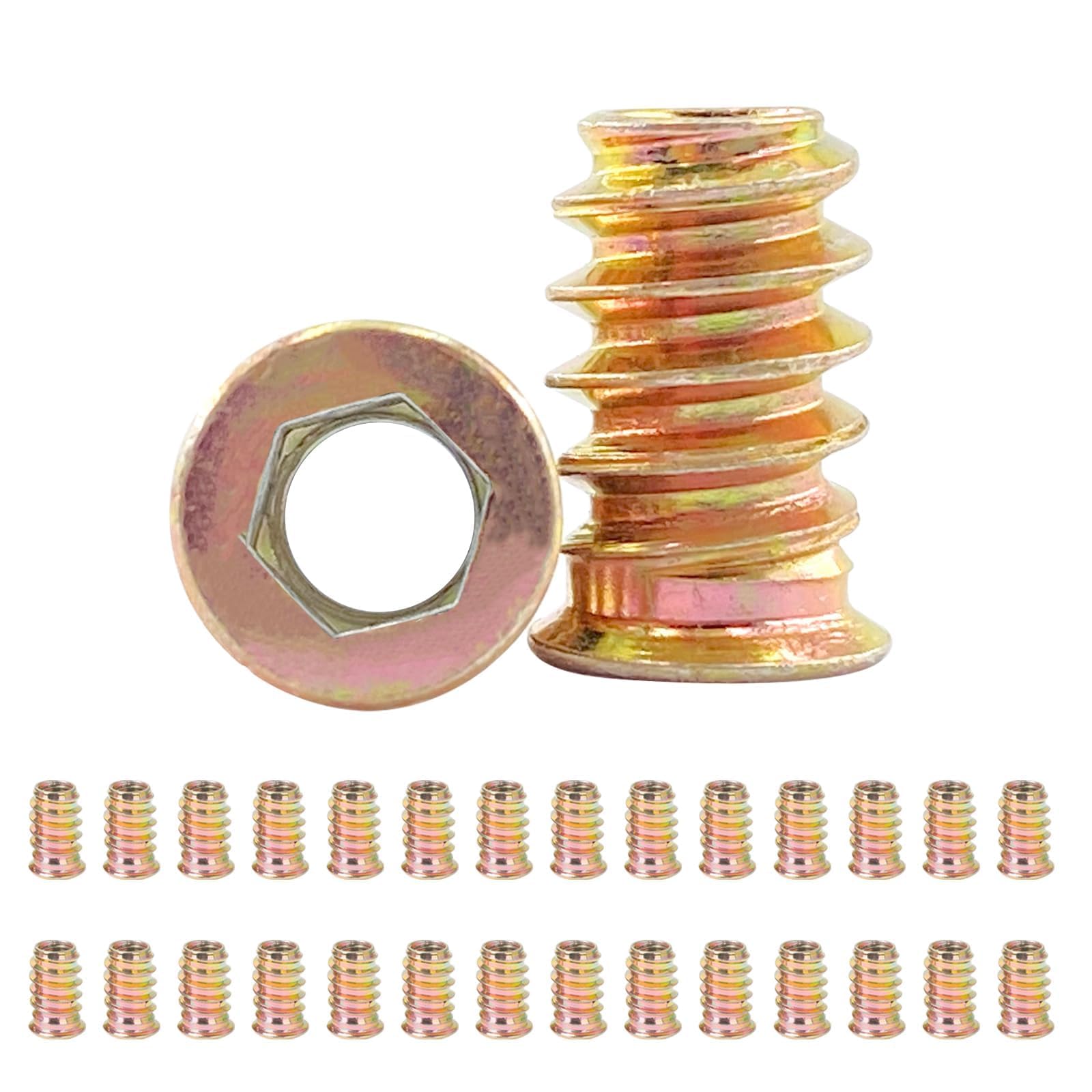 Inserto filettato per mobili in legno M5 x15 mm 30 pezzi acciaio al carbonio zincato