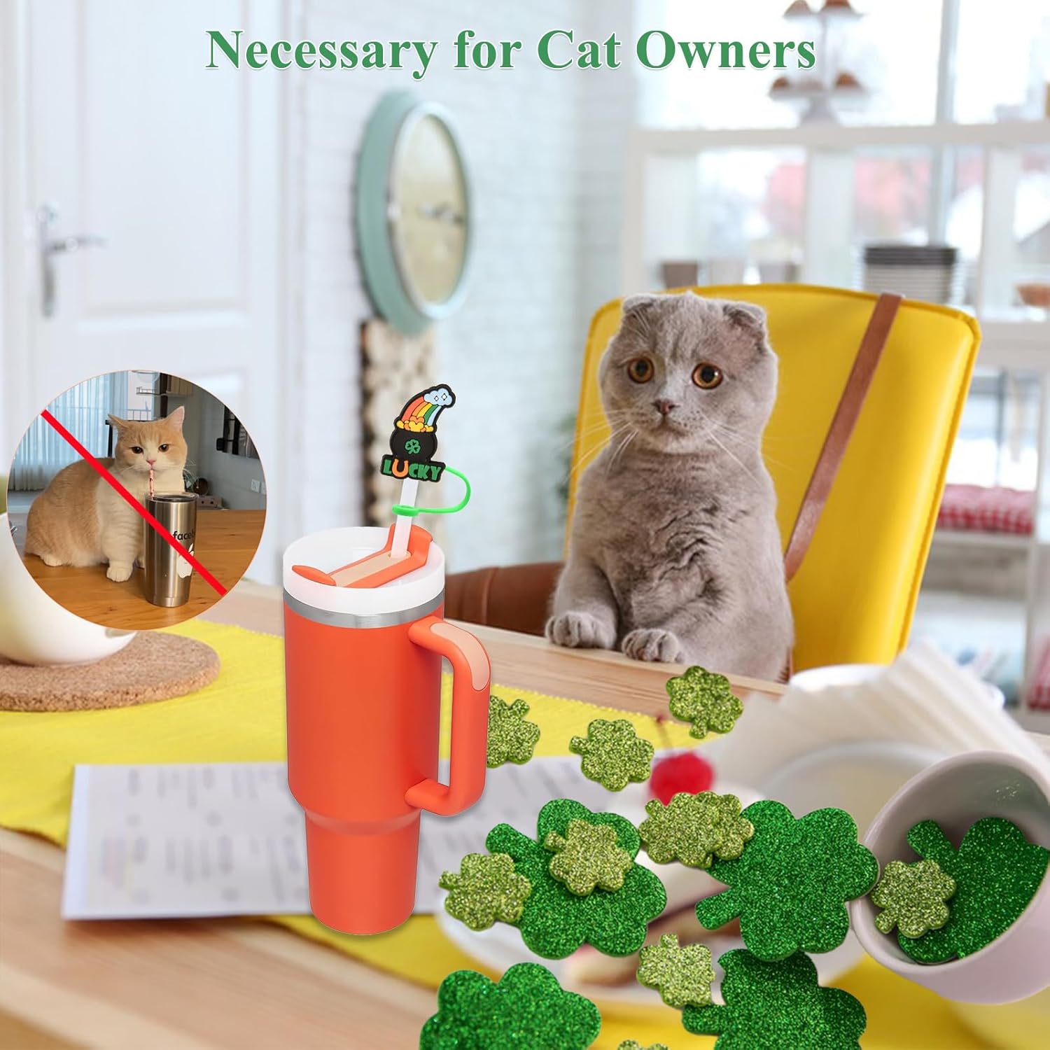 St Patricks Straw Cover, Amreich Gnomes Straw Cover Cap for Stanley, Green Straw Toppers 10mm Silione Straw Covers Stanley 30 & 40 OZ Tumbler Accessories - Image 5