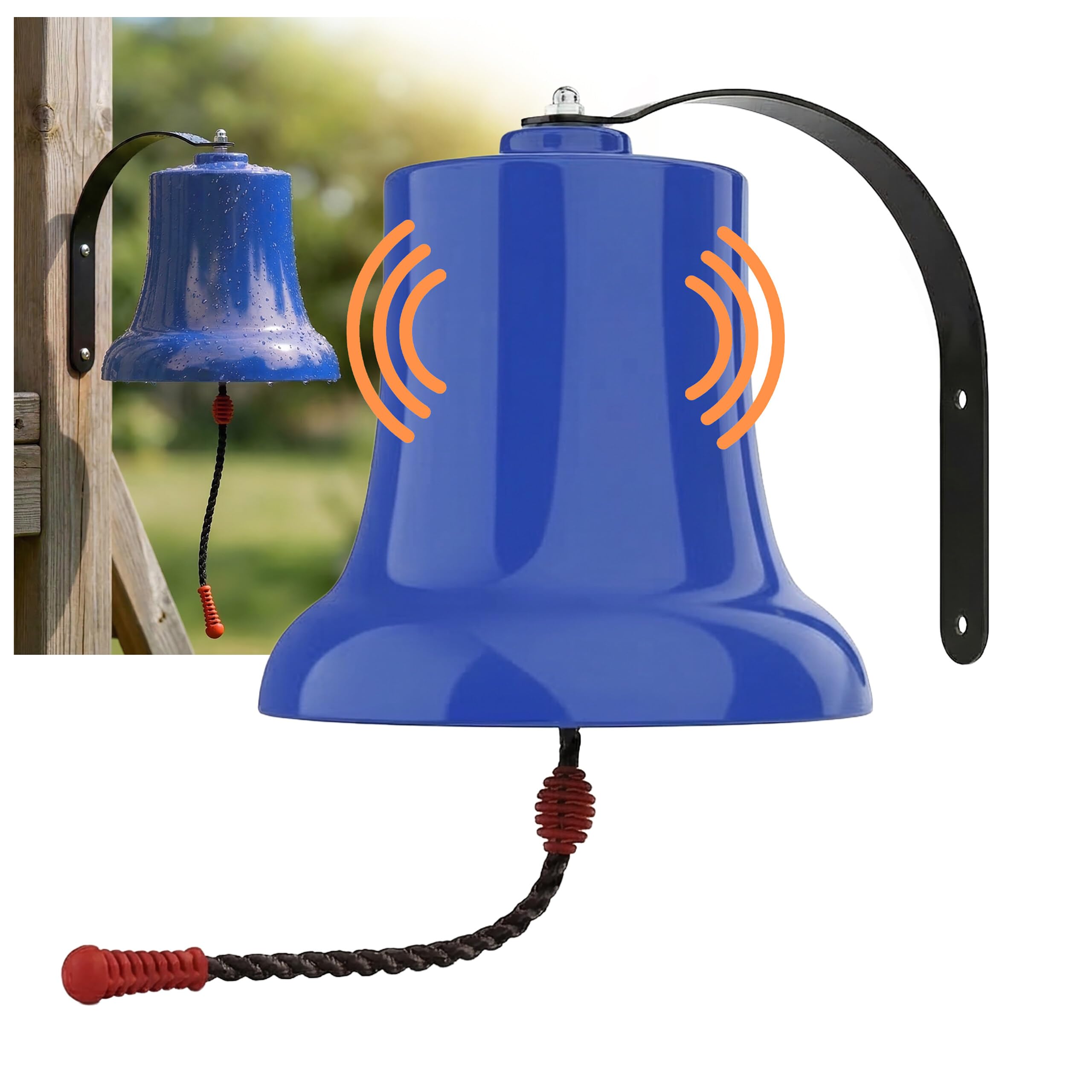 Relaxdays Ship's Bell, Play Tower Accessory for Treehouse & Playhouse, HxD 20x20 cm, weatherproof, blue
