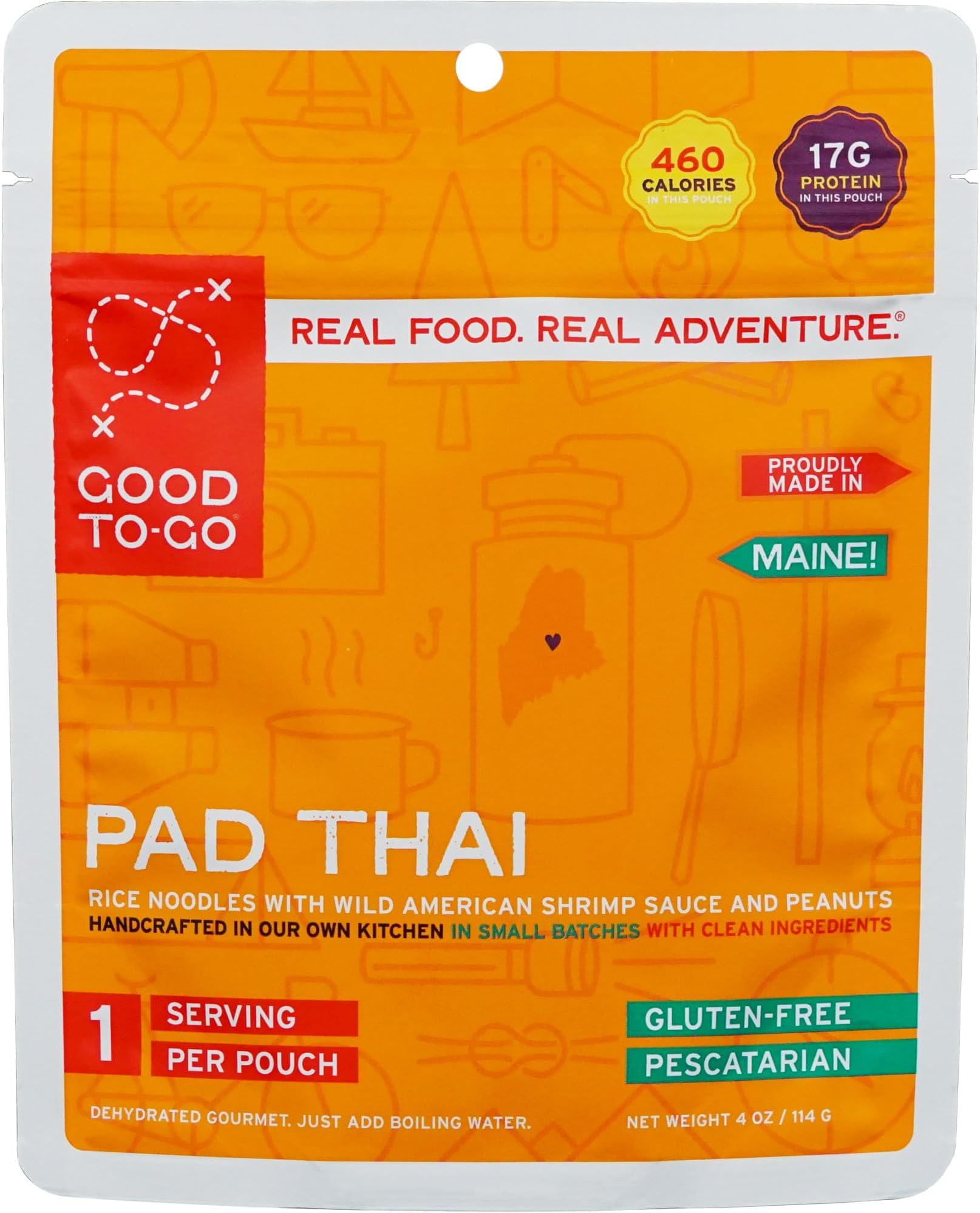 Pad Thai (Single Serving) | Camping & Backpacking Food | Just Add Water Backpacking Meals | Good To-Go Dehydrated Meals Taste Better Than Freeze Dried Food