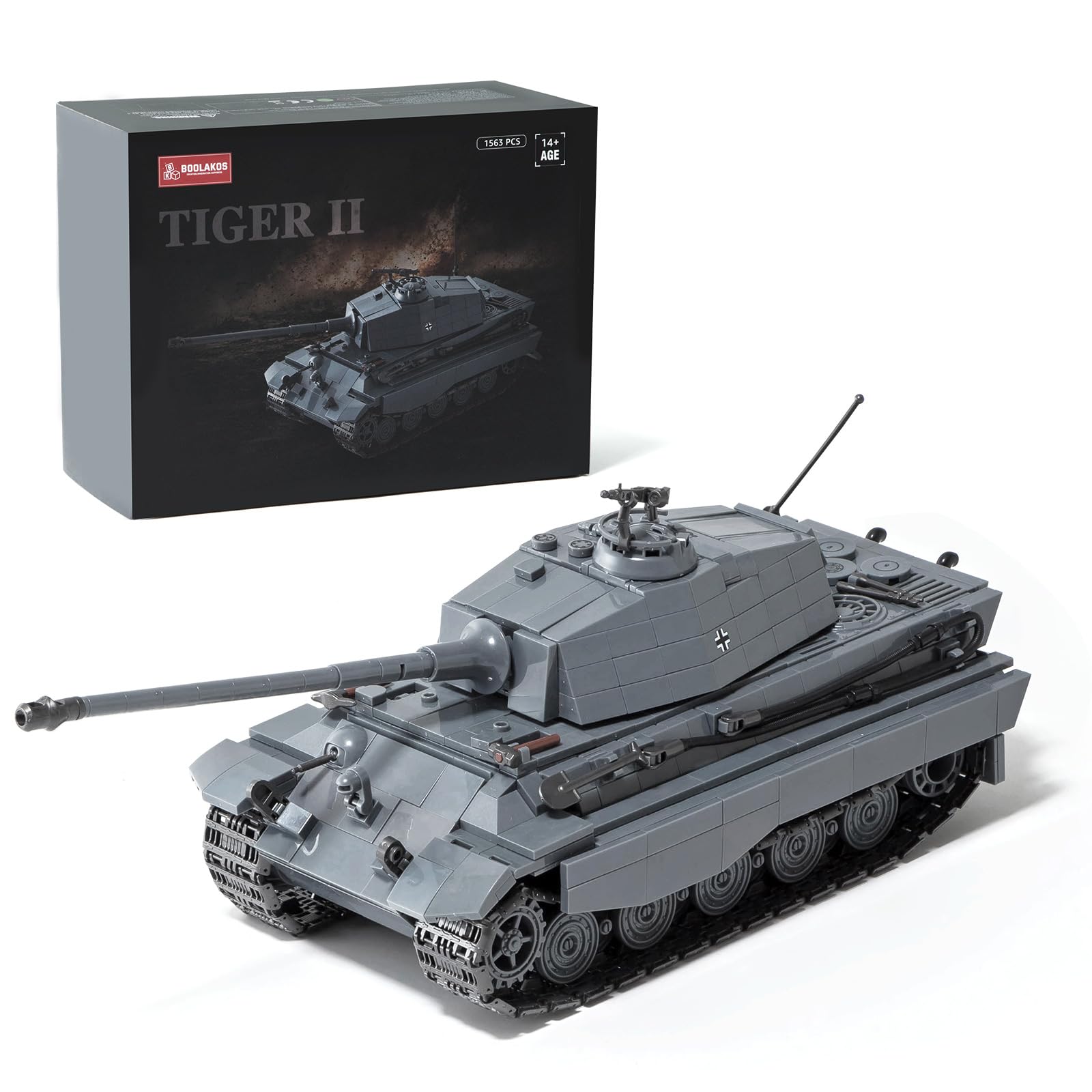 King Tiger II Tank Building Block Sets, Military Tank Building Blocks for Adults, WW2 Heavy Building Set for Adults and Military Enthusiast (1563 Pcs)
