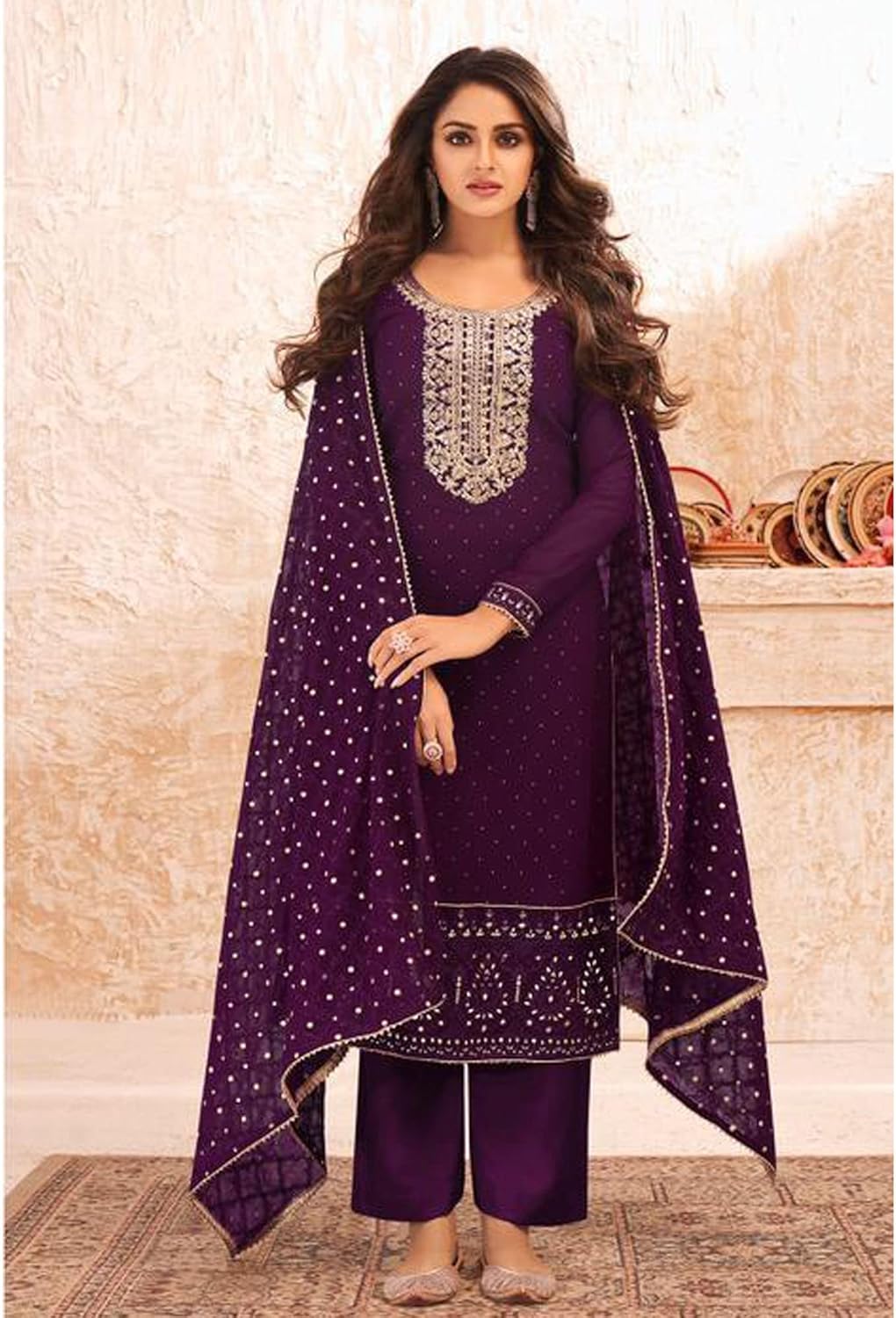 Ready to Wear Indian Palazzo Dress Pakistani Heavy Designer Salwar Kameez Dupatta Suits