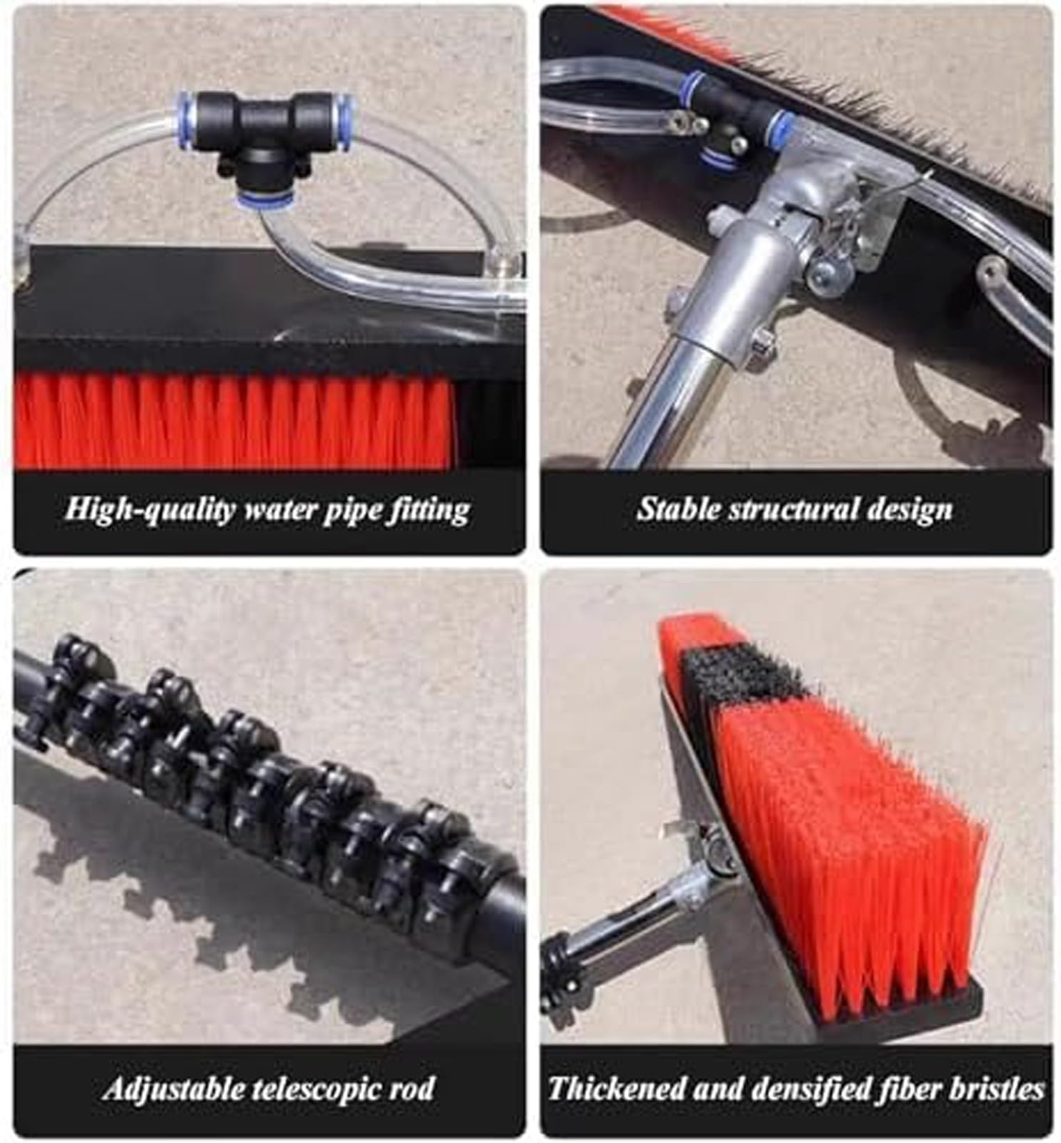 Kit profesional de limpieza de ventanas de 30 pies con cepillo ajustable de 180° y cepillo de 35 cm para paneles solares, techos de conserva, limpieza de fachadas de alto alcance