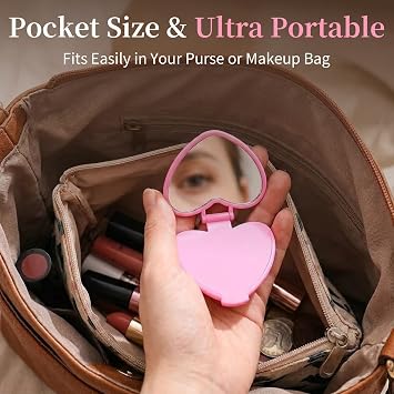 Compact Mirror, 12Pcs Pocket Travel Mini Handbag Folding Mirror for Women | Pocket Portable Heart-Shaped Mirrors for Women Girls Purse Daily Use Party Valentine's Day Favors Gifts