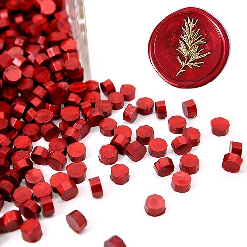 UNIQOOO 180 piezas de pepitas de cera de sellado de caja de vino rojo vino metálico borgoña para sello de cera, ideal para adornar tarjetas,