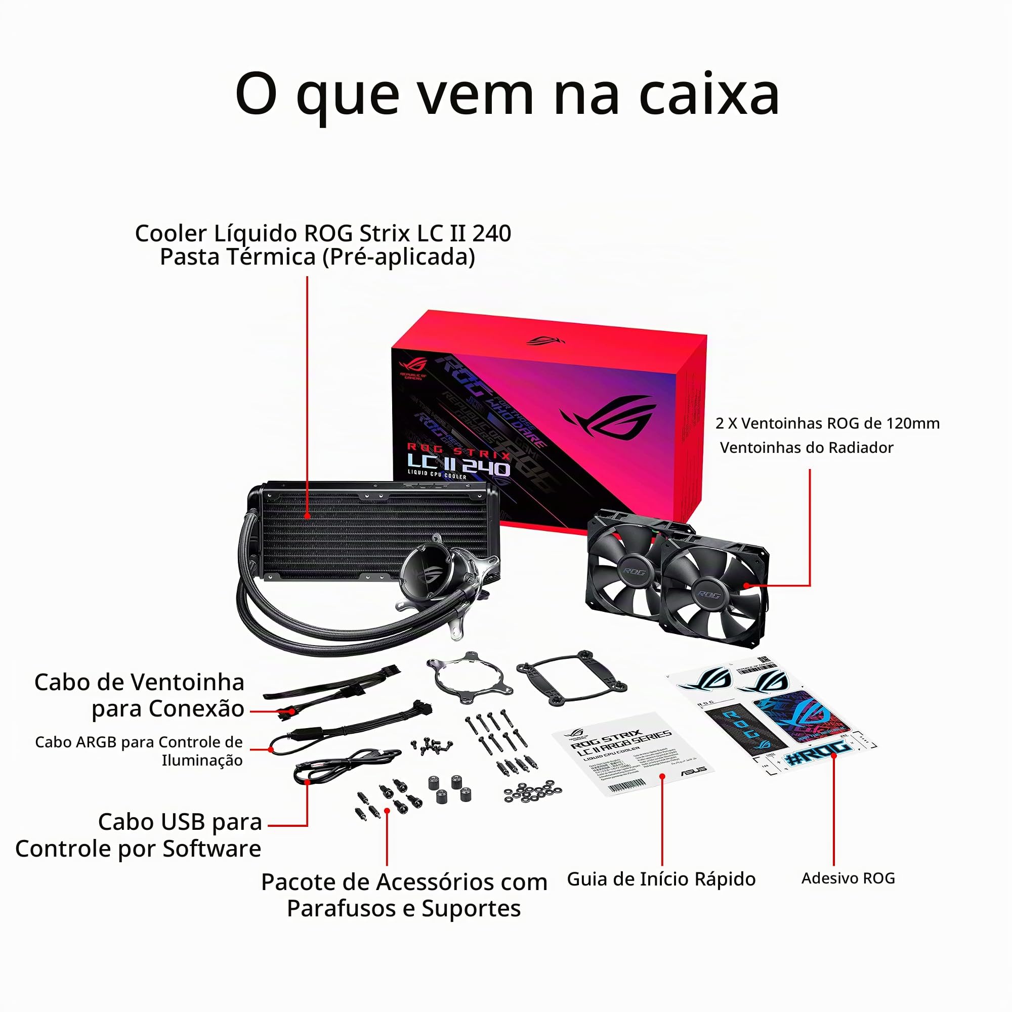 ASUS Resfriador de CPU líquido ROG Strix LC II 240 All-in-one AIO