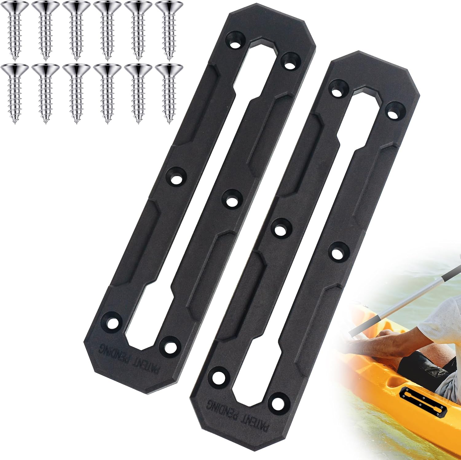 7.4 inch Kayak Track, Kayak Low Profile Track, Kayak Gear Track Mount Accessories for Fishing Rod Holder, Cup Holder, Anchor Cleats, 2 Pack