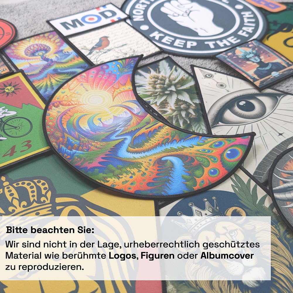 Groß 20cm Individuell Kries Aufnäher Zum Aufnähen | Personalisiert Rückenpatch mit Wunschmotiv – Bild, Logo | Selbst gestalten Rückenaufnäher für Kleidung & Jacke | Custom Rund Iron On Backpatch
