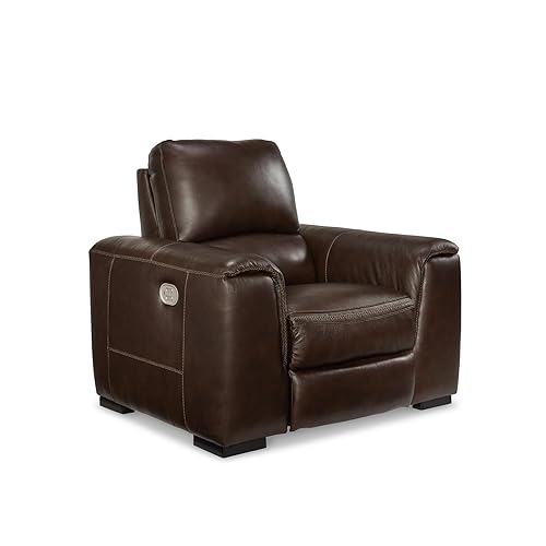 Alessandro Modern Power Recliner with Adjustable Headrest, Dark Brown