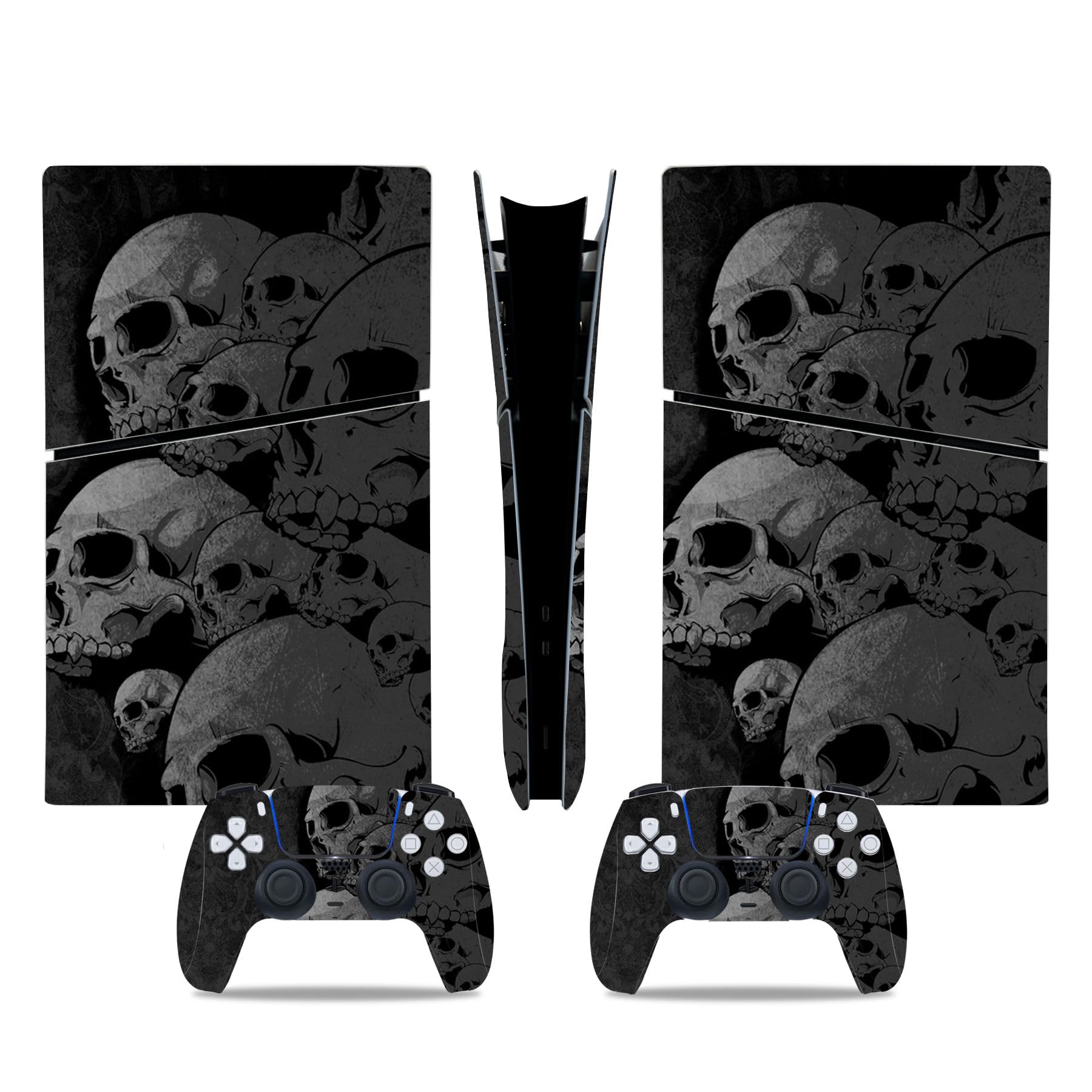 Skin Sticker for PS5 Slim Digital Console, Protective Skin Wrap Game Accessories Decal Cover for PS5 Slim Controller (Dark Grey)