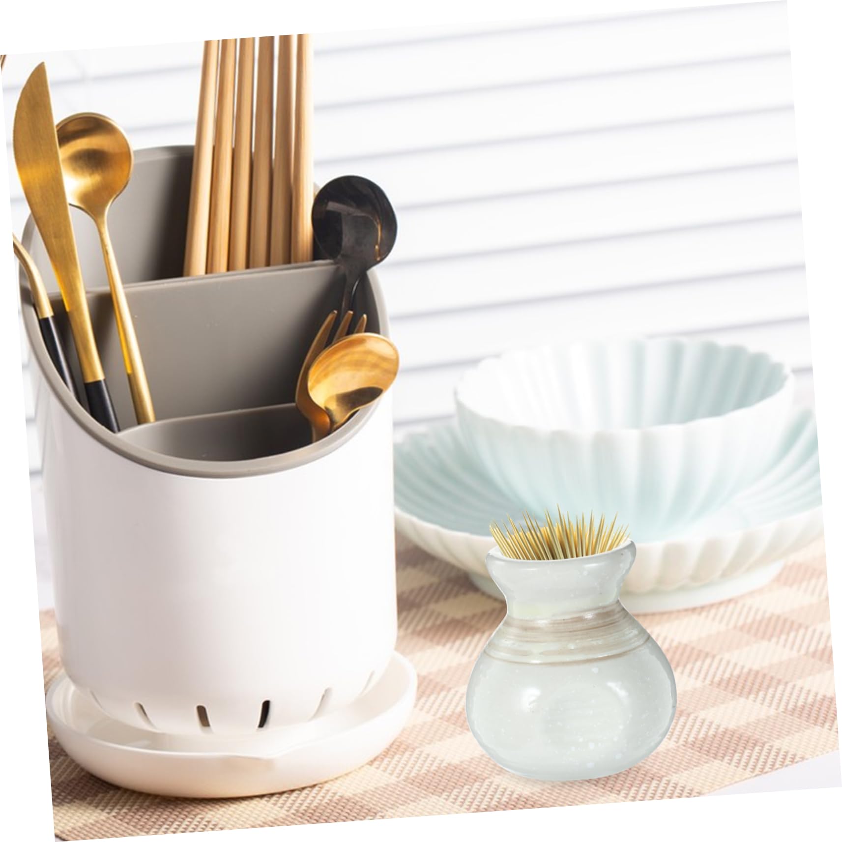 GRIRIW Box Ceramic Toothpick Jar Automatic Toothpicks Holder Dispenser Decor Ceramic Toothpick Pot Toothpick Organizer Home Toothpick Jar Cocktail Pick Jar Fruit Pick Container Ceramics