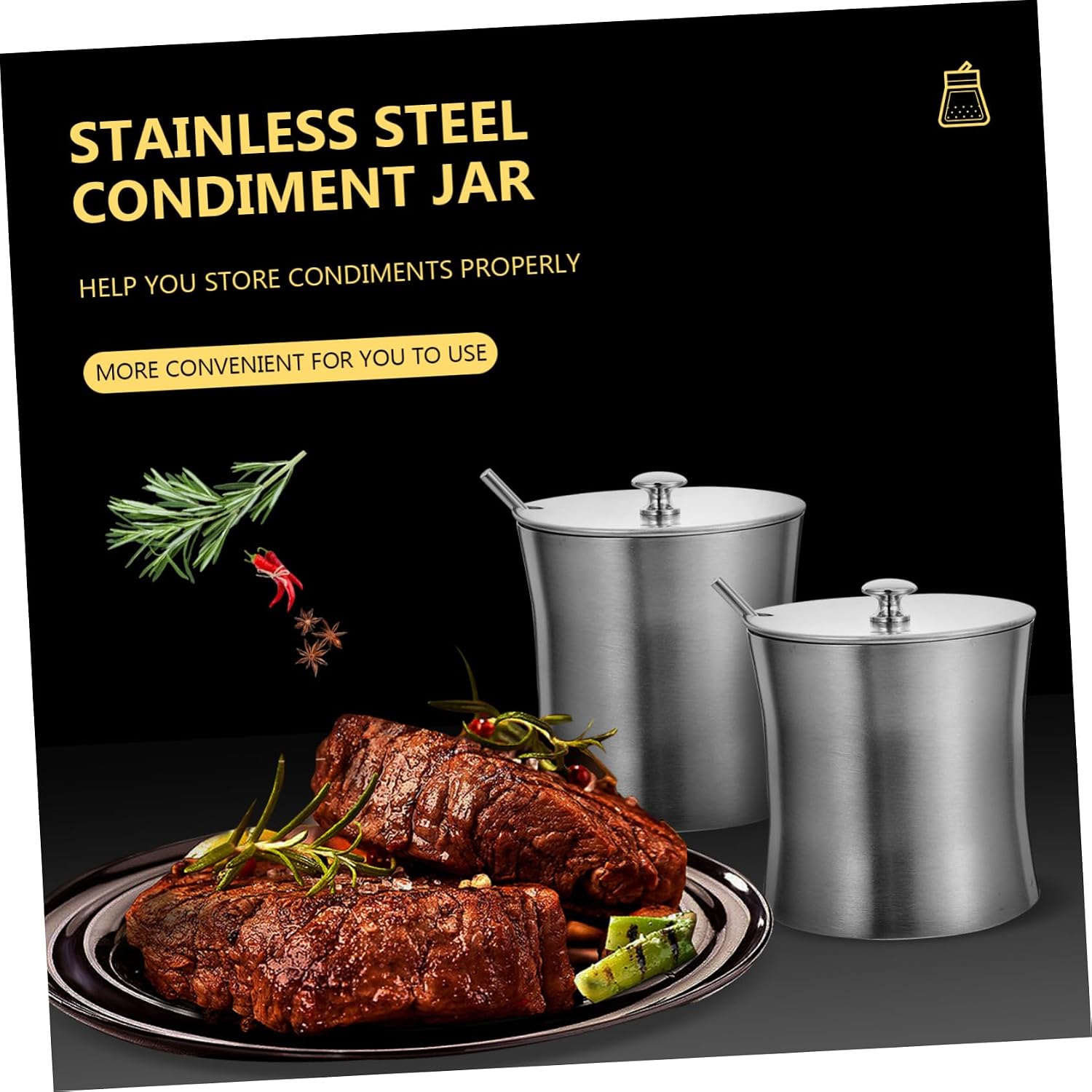 Easy Cleaning Spice Pot Stainless Steel Condiment Pot for Home Restaurant Kitchens