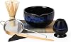 Matcha Bowl & Whisk Set - 7-Piece Kit with Bamboo Chasen & Ceramic Bowl Complete Matcha Making Kit for Authentic Tea Ceremony Star Blue