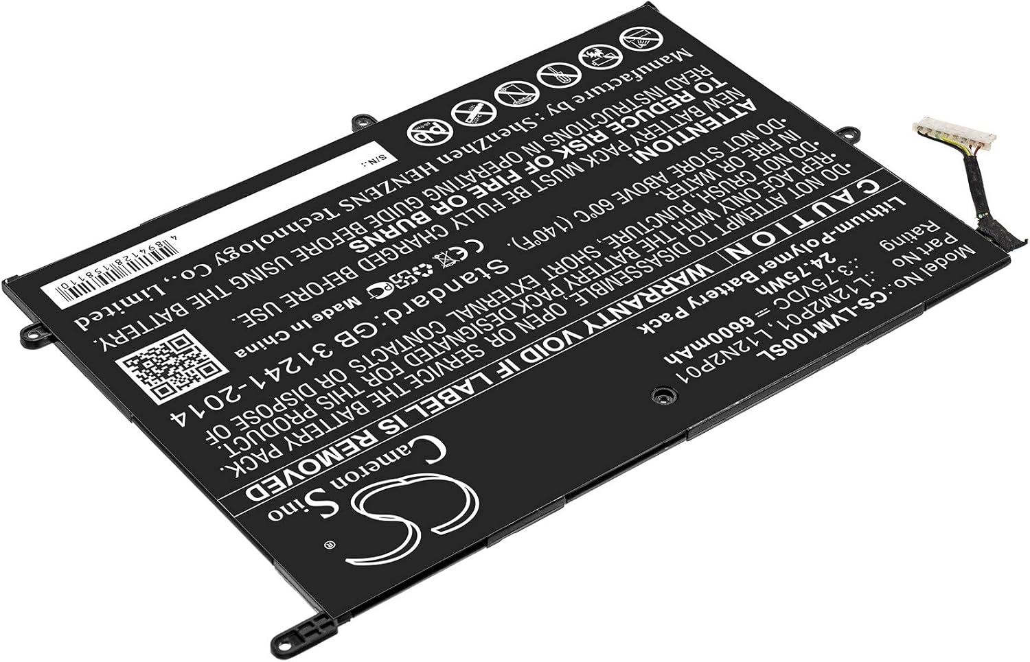 Cameron Sino Battery for Miix 10, ThinkPad Tablet 2 3679-10.1, Z2760 6600mAh / 24.75Wh