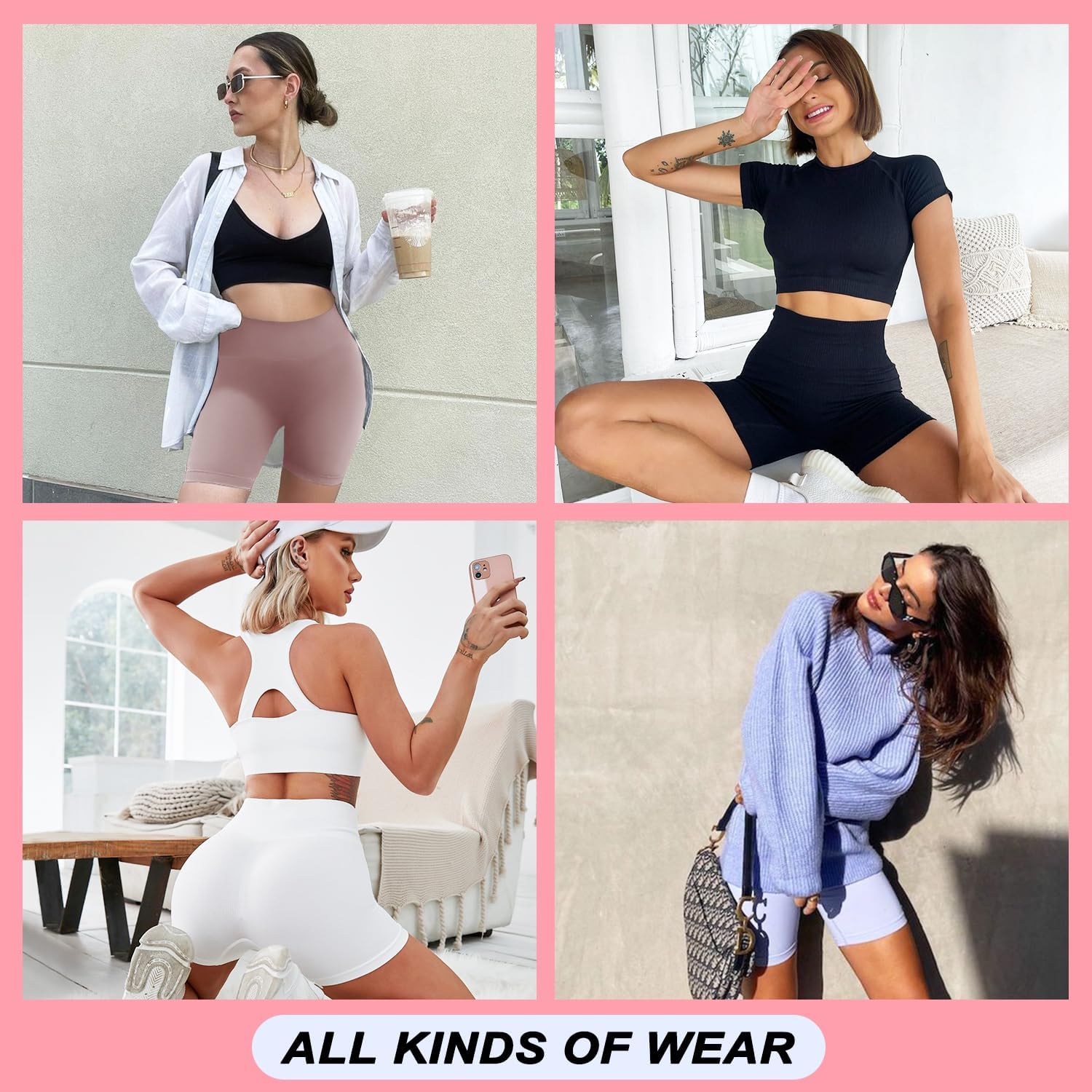 GROTEEN 7 Pack High Waisted 5''/8'' Biker Shorts for Women - Buttery Soft Black Workout Yoga Running Spandex Yoga Shorts - Image 2