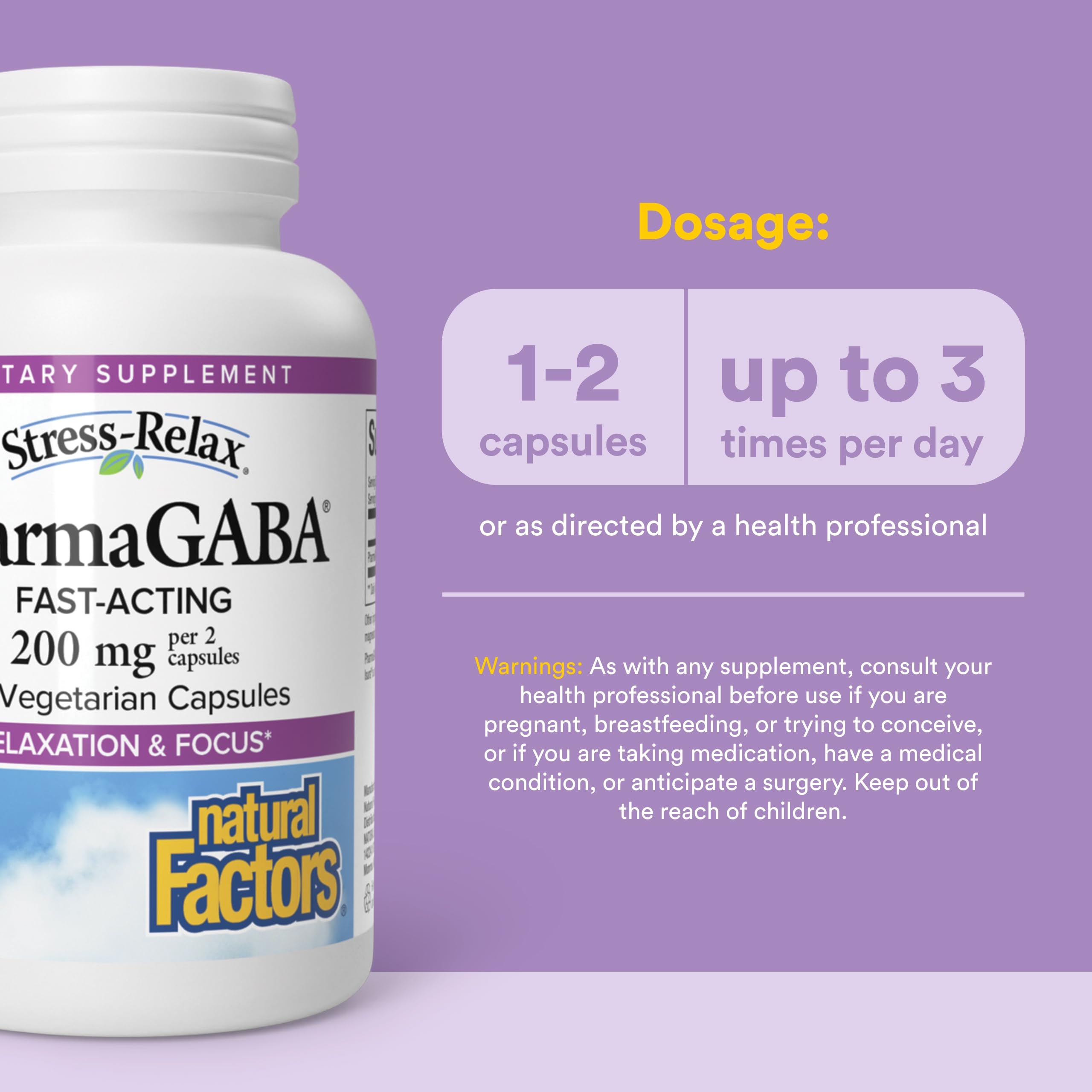 Natural Factors Pharma GABA, Calm, Relaxation & Focus*, 60 Vegetarian Caps — Amazon image 3