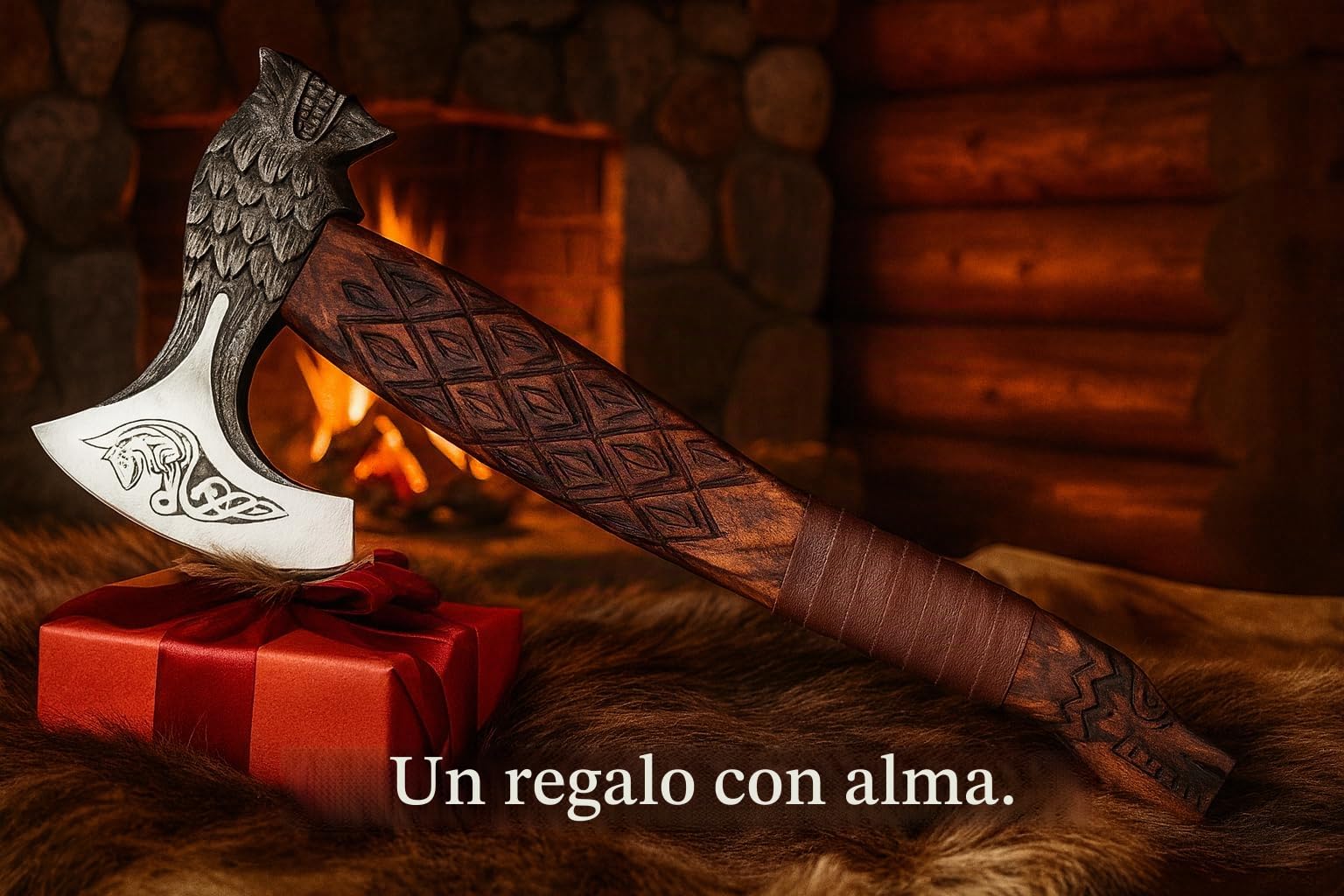 Novahaven Hacha vikinga forjada a mano de lujo – Hoja de acero al carbono de 22 pulgadas con mango de madera de fresno tallada | Hacha artesanal al aire libre para coleccionistas, camping e ideas de